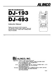 Alinco DJ-193 DJ-493 VHF UHF FM Radio Instruction Owners Manual page 1