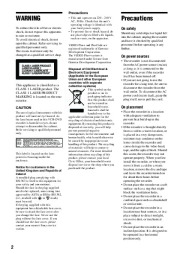Sony RDR-VX410 DVD Recorder VCR Combination Users Guide Manual page 2